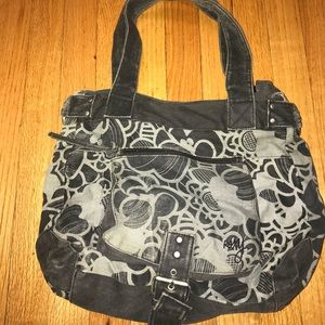 Roxy black shoulder bag floral skate surf summer beach casual College boho party